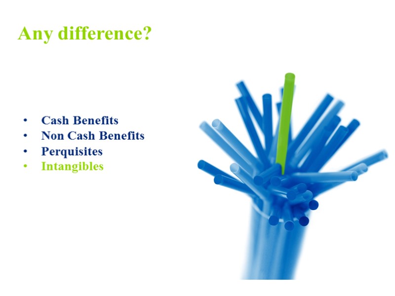 Any difference?    Cash Benefits Non Cash Benefits  Perquisites  Intangibles